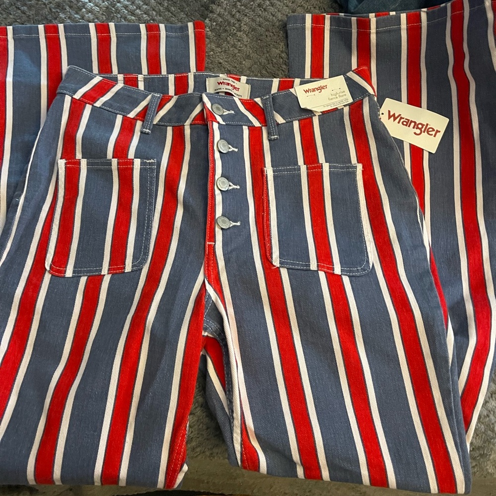 Wrangler Red, White, and Blue Striped Women Jeans